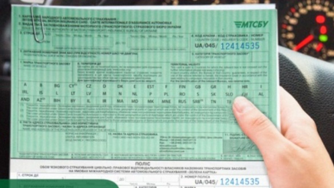 Бланк поліса Зелена карта в руках водія